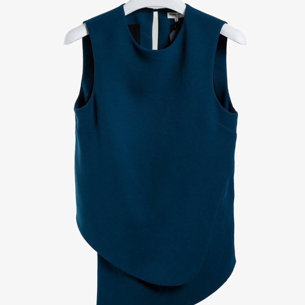 Opening Ceremony Teal Asymmetric Crepe Top